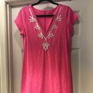 Pink Lilly Pulitzer dress with white appliqué